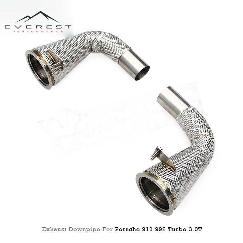 SS304 Performance Downpipe System for Porsche 911 992 Turbo S Carrera Free Flow Exhaust Pipe Heat Shield Racing