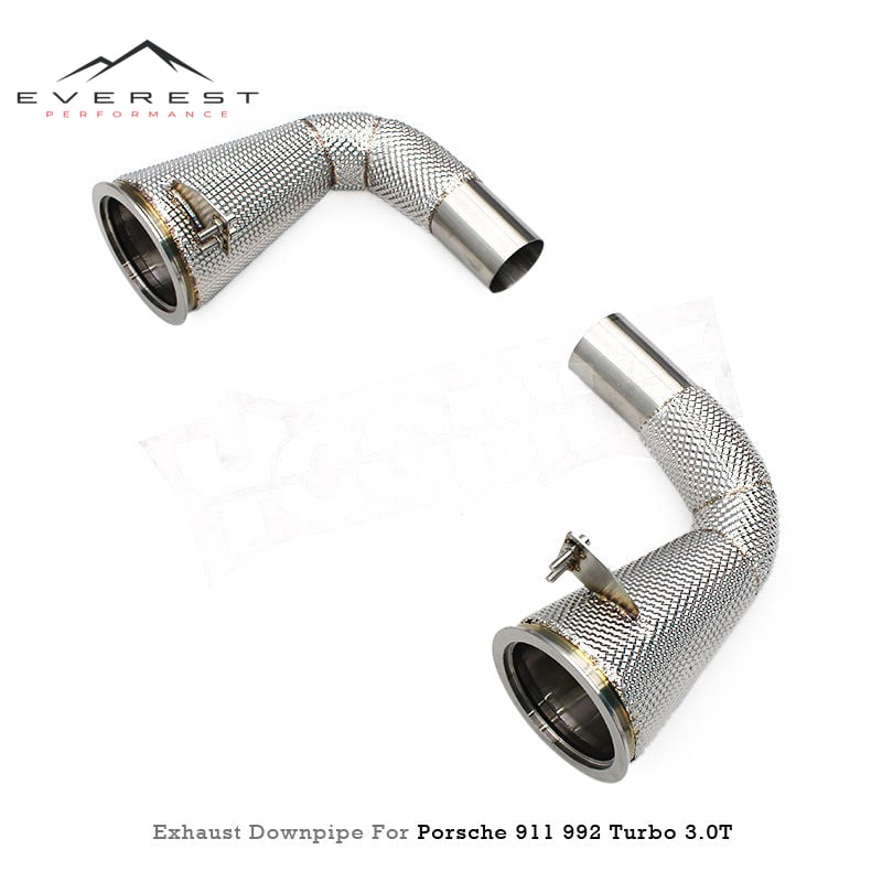 SS304 Performance Downpipe System for Porsche 911 992 Turbo S Carrera Free Flow Exhaust Pipe Heat Shield Racing