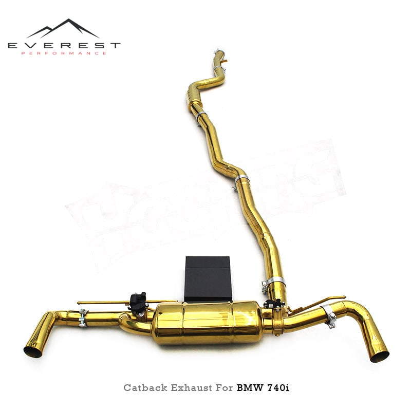 Plating Gold Valved Muffler Catback Pipes for BMW 730/740 G11/G12 2.0T/3.0T 2016-2022 Stainless Steel Exhaust Pipe with OPF