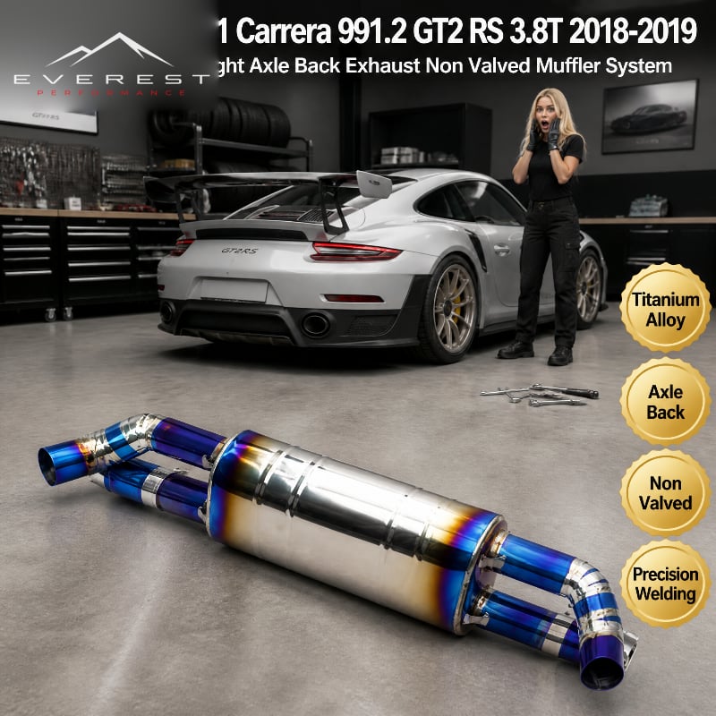 Titanium Lightweight Axle Back Exhaust Non Valved Muffler System for Porsche 911 Carrera 991.2 GT2 RS 3.8T 2018-2019