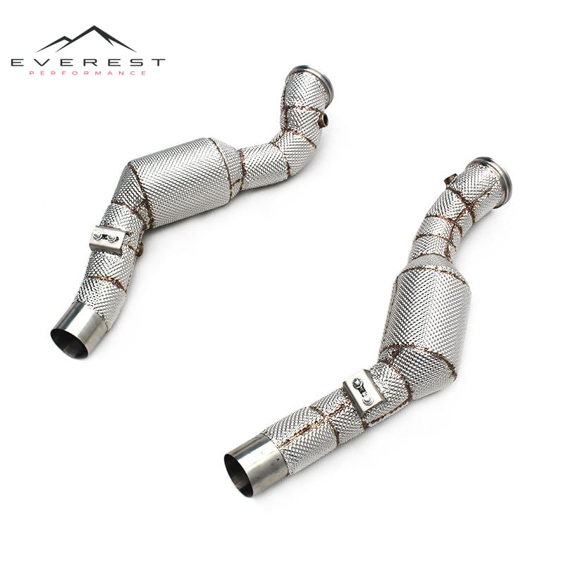 Racing SS304 Catted Ternary Exhaust Downpipe for Maserati Ghibli 3.0T 2020-2023 100 200 300 Cell High Flow With Heat Shield