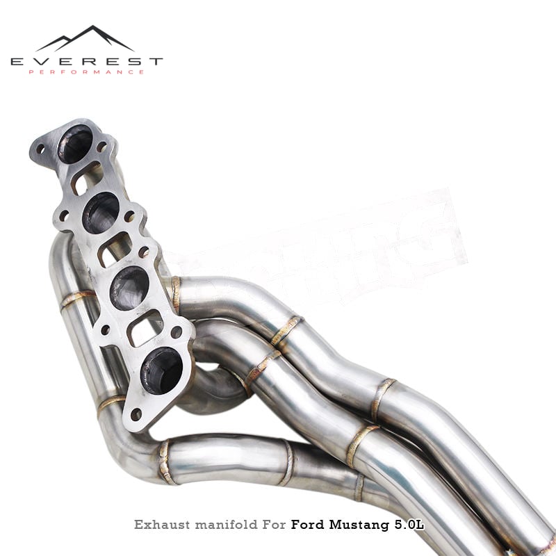 Racing SS304 Brushed Exhaust Manifold for Ford Mustang V8 5.0L 2015-2024 Performance with Equal Length 4 to 1 Header Manifold