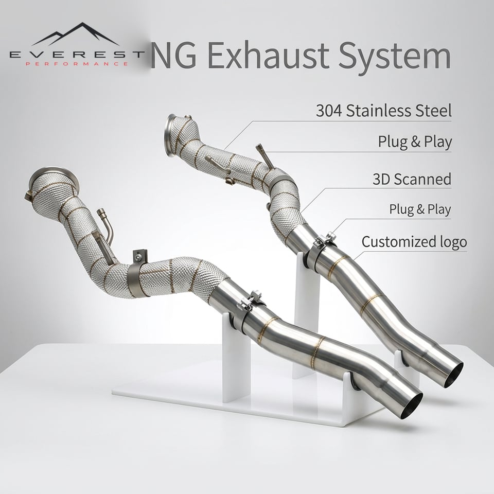Free Flow Exhaust Downpipe with OPF for Ferrari 12Cilindri F140 HD V12 6.5L 2024+ Heat Shield Stainless Steel Exhaust Pipe