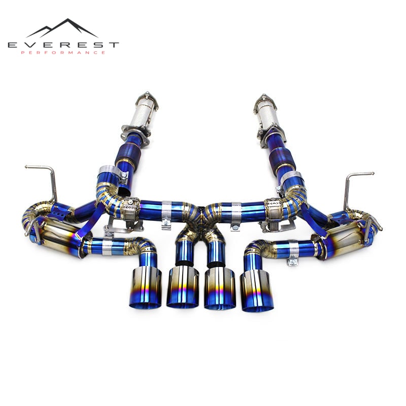 Auto Full Exhaust Pipe System for Chevrolet Corvette C8 Z06 2019-2025 Titanium Valve Catback Exhaust Downpipe Burnt Blue Tip
