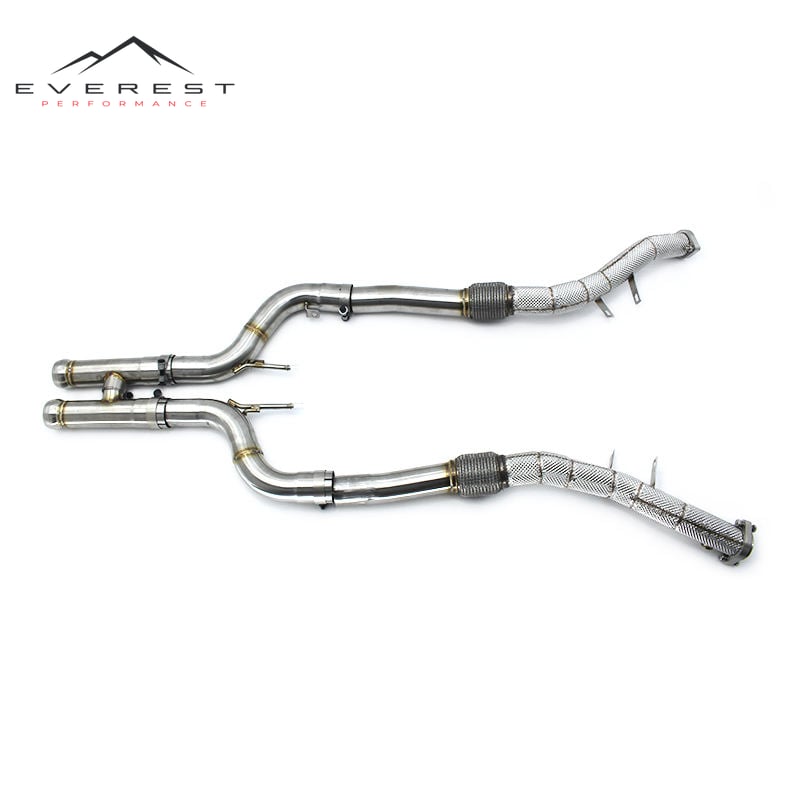 Downpipe With Heat Shield for Mercedes-Benz S63 AMG W222 5.5T 2018-2022 304 Stainless Steel Front Tube Exhaust Pipes