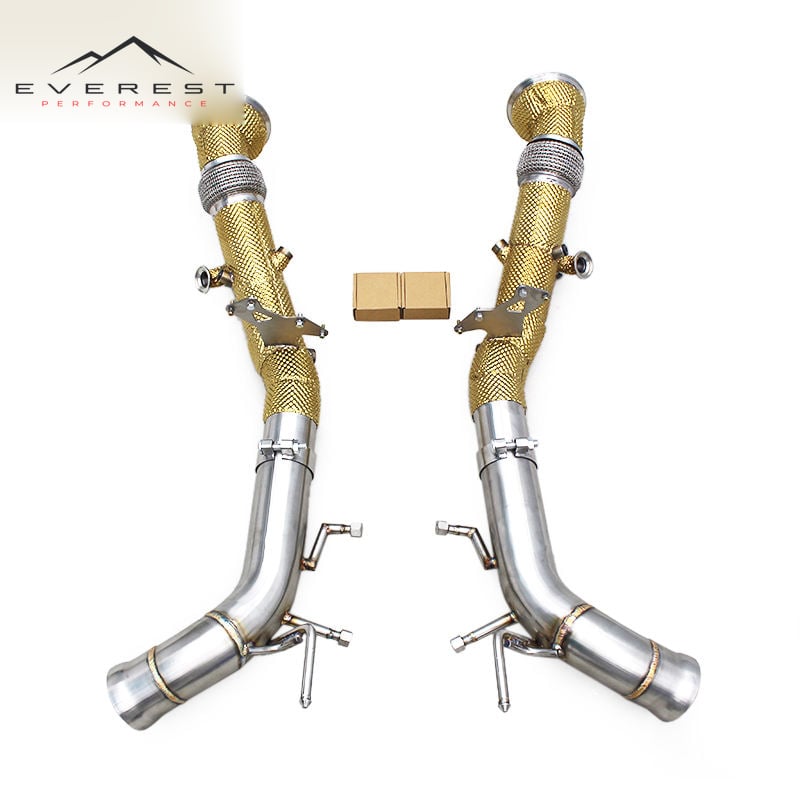 SS304 Exhaust Pipe System for Ferrari 296 GTB V6 3.0T 2021-2024 Catback Muffler Exhaust System with Golden Heat Shield