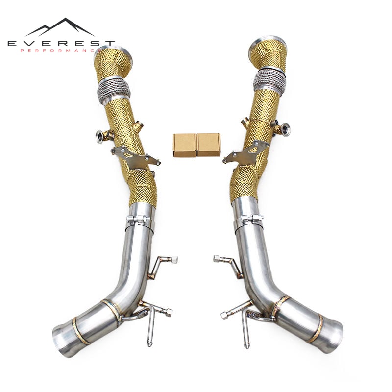 SS304 Exhaust Pipe System for Ferrari 296 GTB V6 3.0T 2021-2024 Catback Muffler Exhaust System with Golden Heat Shield