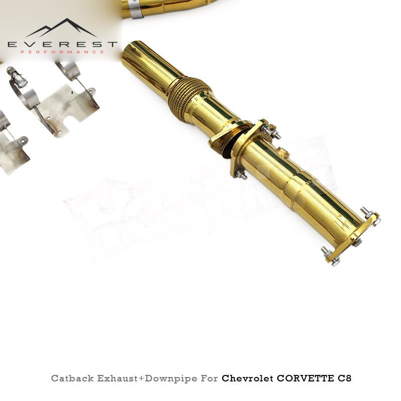 SS304L Plating Gold Exhaust Pipe System for Chevrolet Corvette C8 2019-2025 Valves Bolt-on Muffler Catback Exhaust