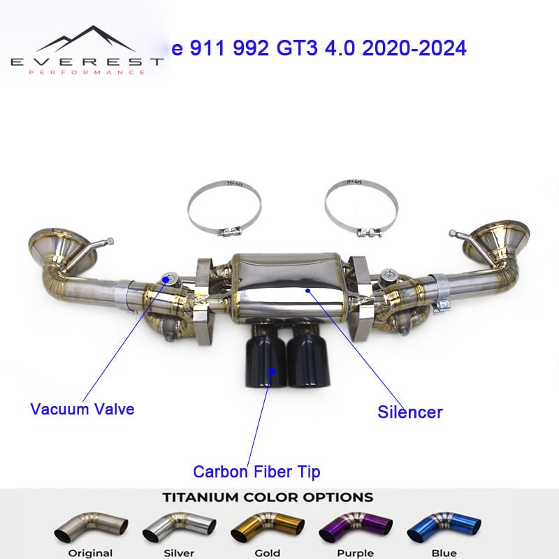 Titanium Exhaust Pipe System for Porsche 911 992 GT3 4.0 2020-2024 Muffler Vacuum Valve Catback Exhaust