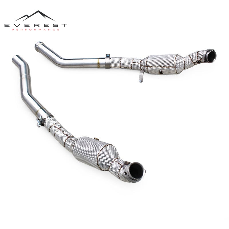 SS304 Exhaust Downpipe for for Mercedes-Benz ML63 AMG W164/M156 6.2L 2007-2011 High Flow Catted Downpipe 100/200/300 Cell