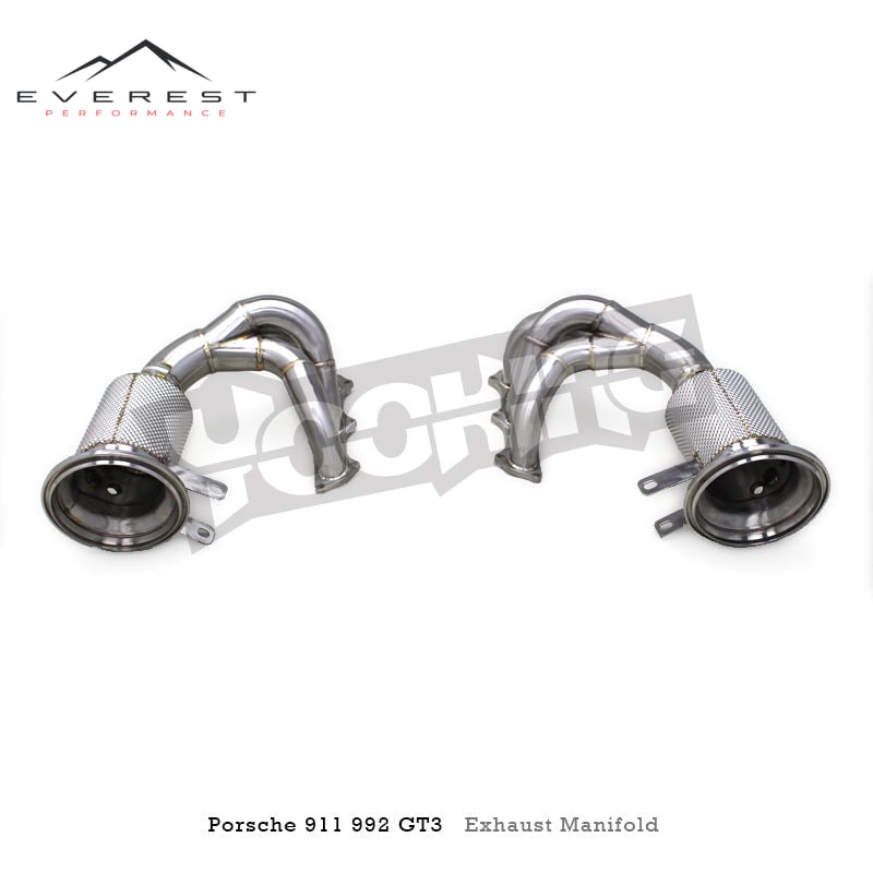 Custom Catted Header Manifold for Porsche 911 992 GT3 4.0 2017-2023 Heat Shield Exhaust SUS304 Pipe with 100/200/300 Cell