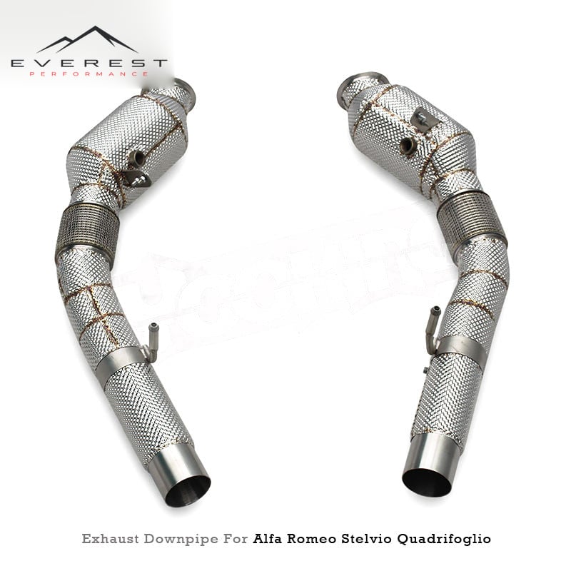 Direct-fit 200cell Turbo Downpipe for Alfa Romeo Stelvio Quadrifoglio 510 HP 2.9T 2018-2024 Catted Link Pipes with Catalyst
