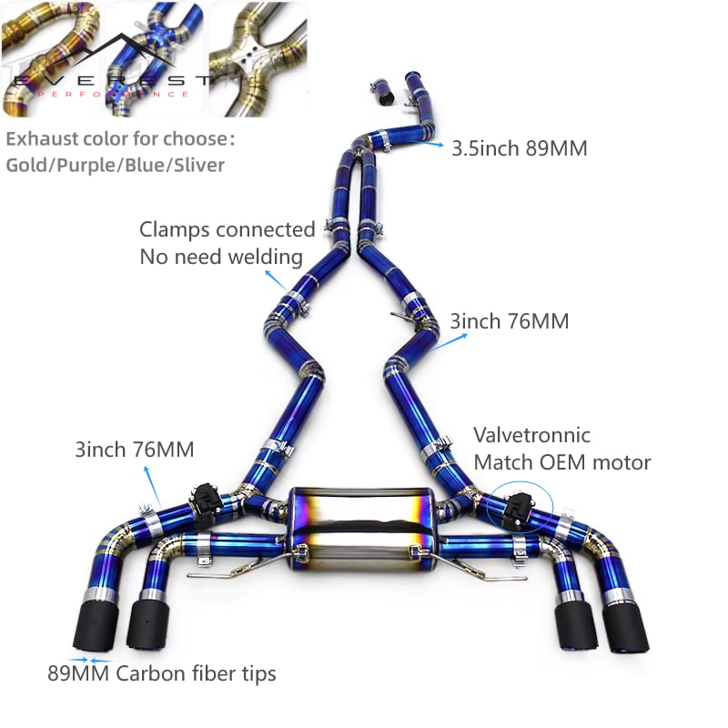 Auto Carbon Fiber Valvetronic Exhaust Pipe for BMW M340/M340i/M440/M440i 3.0T 2019-2023 Titanium Pipe Muffler Catback Exhaust