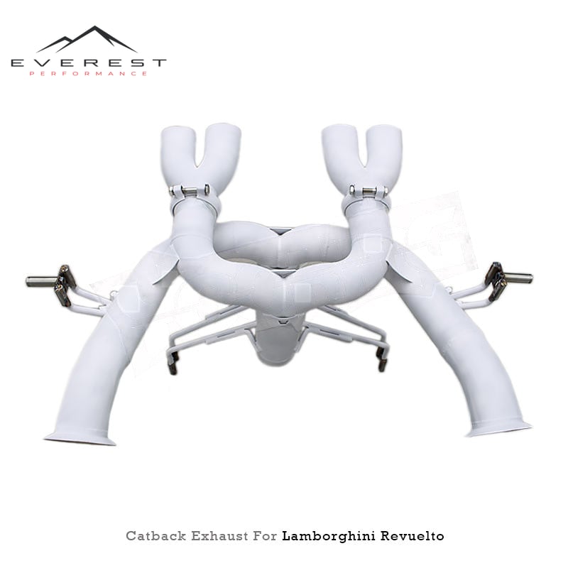 Stainless Steel No Valved Exhaust Pipes with White Ceramic Insulation for Lamborghini Revuelto 6.5L V12 2023-2025