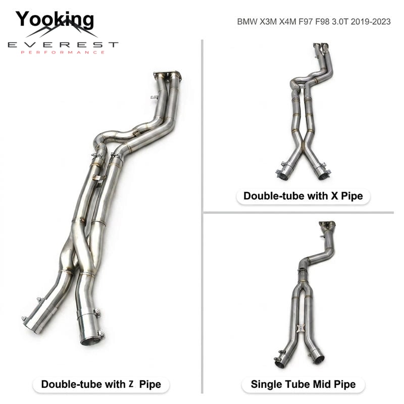 Z/X Pipe Middle for BMW X3M X4M F97 F98 3.0T 2019-2023 Stainless Steel 2.5inch Single Mid Pipe Midpipe