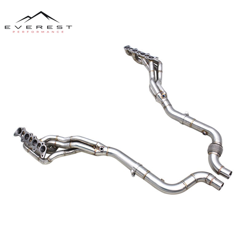 Custom Free Flow Manifold Header for Ford Mustang 5.0L 2015-2024 Brushed Long Tube Header SUS304 Stainless Steel Exhaust System