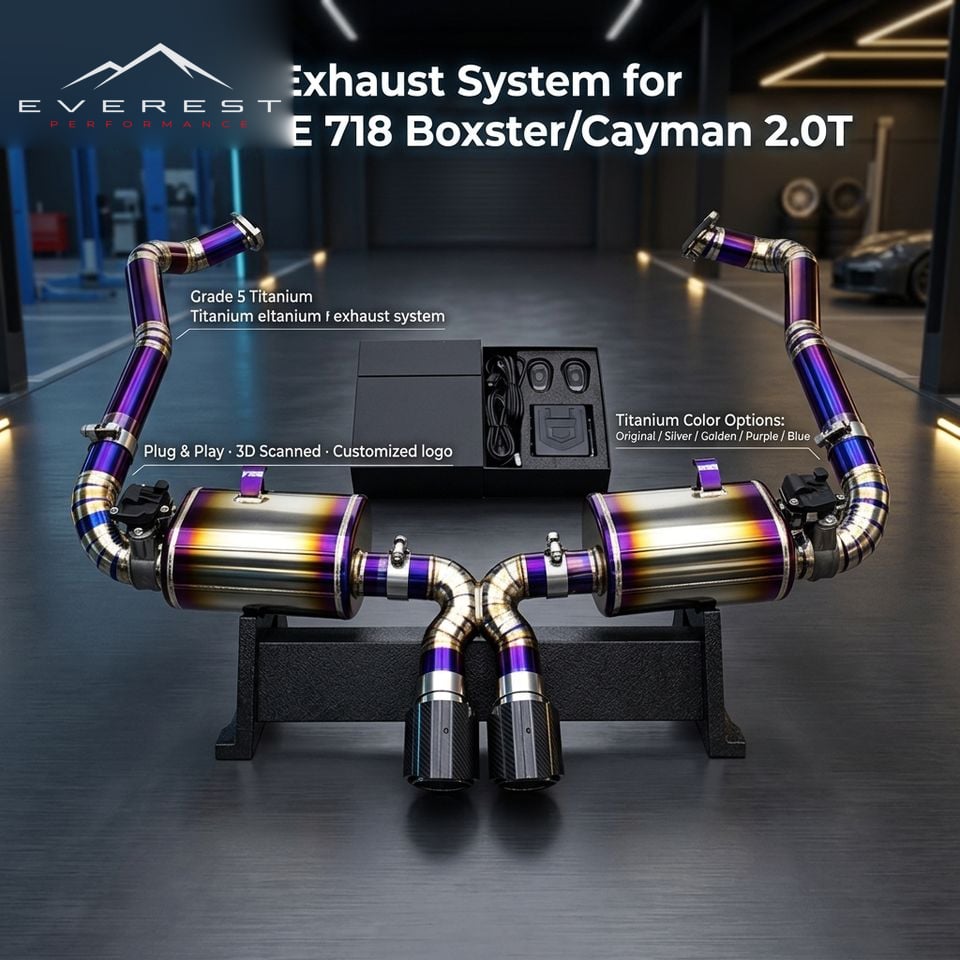 Custom Lightweight Exhaust System for Porsche 718 Boxster/Cayman 2.0T 2016-2025 Titanium Pipe Valved Sport Catback Muffler
