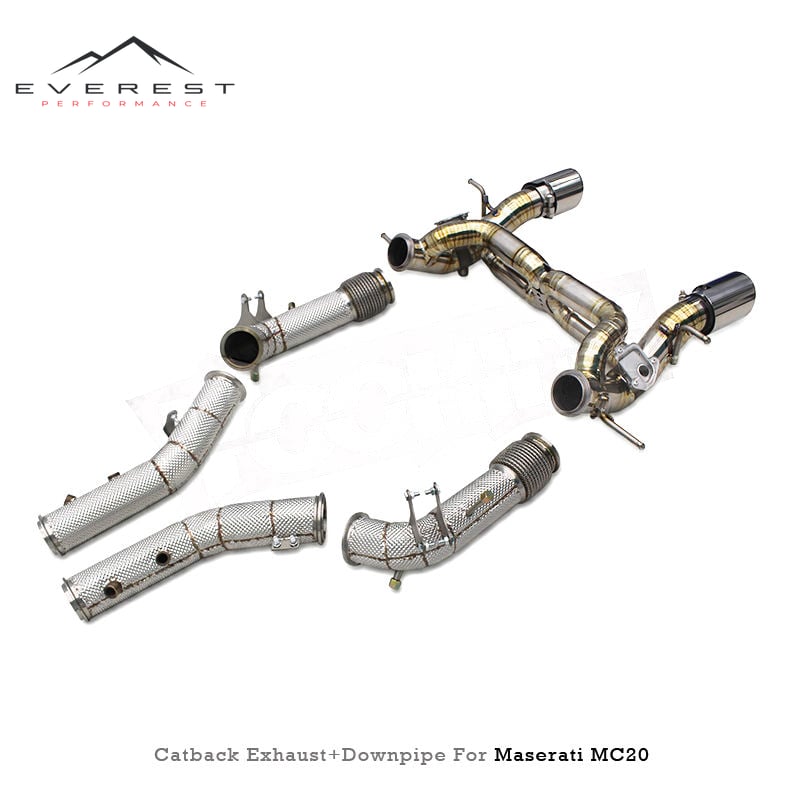 Titanium Catback Exhaust Pipes with SS304 Downpipe for Maserati MC20 3.0T 2020-2024 Racing With Valved Muffler
