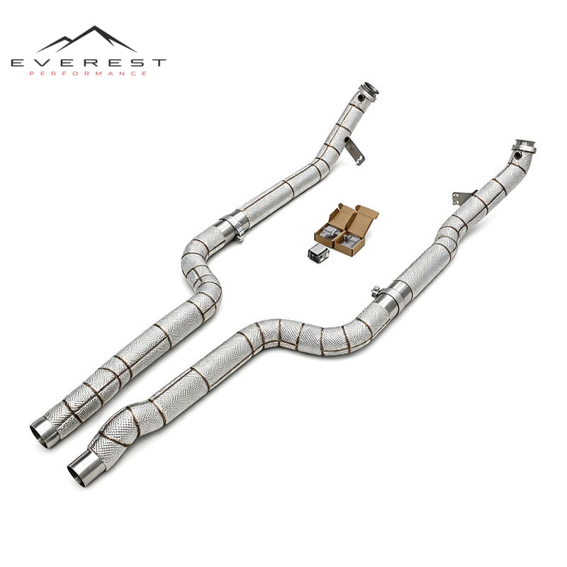 SS304L Exhaust Downpipe for Mercedes-Benz CLS550 4.7L 2012-2016 Racing High Quality with Heat Shield Free Flow Downpipes