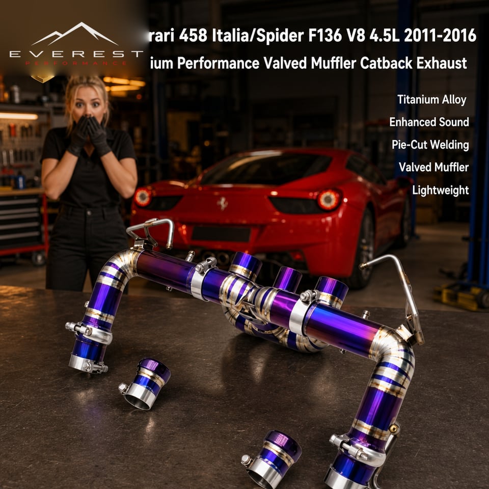 Titanium Performance Valved Muffler Catback Exhaust Pipe System for Ferrari 458 Italia/Spider F136 V8 4.5L 2011-2016