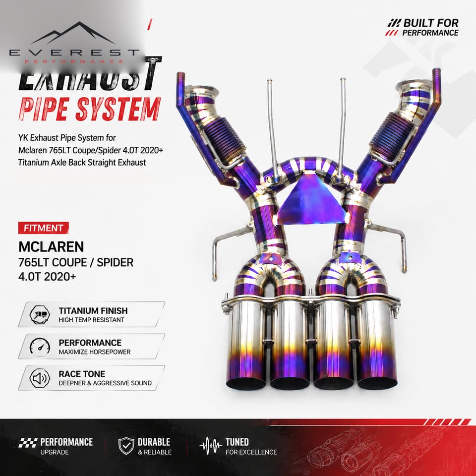 Exhaust Pipe System for Mclaren 765LT Coupe/Spider 4.0T 2020+ Auto Performance System Titanium Axle Back Straight Exhaust