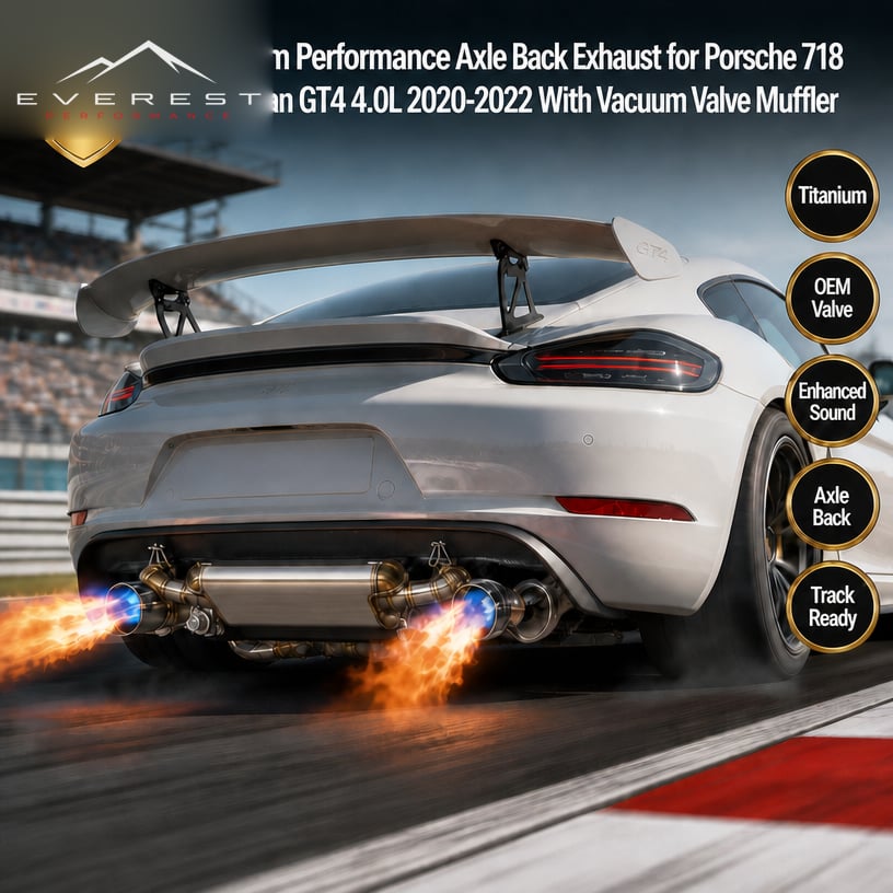 Titanium Performance Axle Back Exhaust for Porsche 718 Cayman GT4 4.0L 2020-2022 With Vacuum Valve Muffler