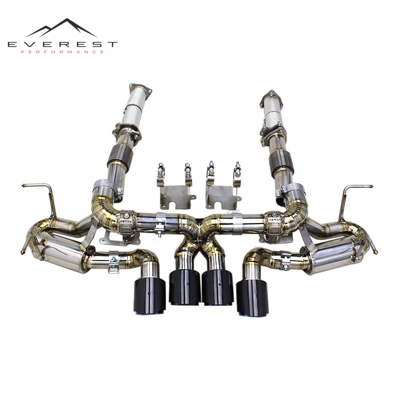 Racing 3inch Exhaust System for Chevrolet Corvette C8 Z06 2019-2025 With Downpipe Silver Titanium Valve Catback