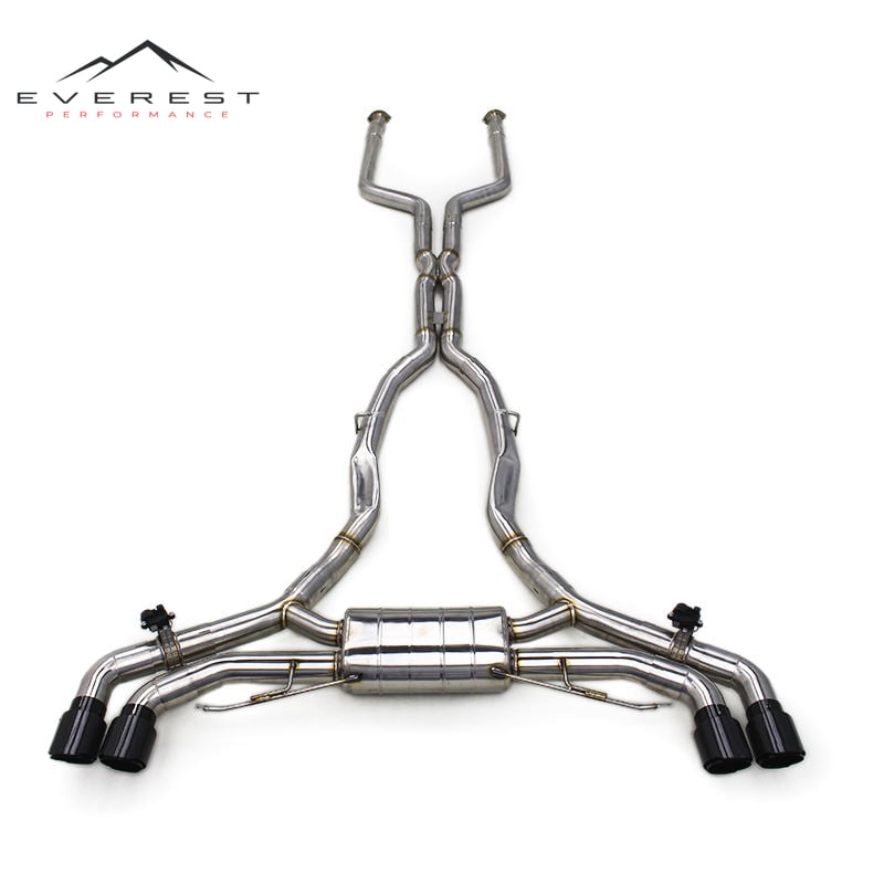 Stainless Steel Catback for BMW X5M/X6M F95/F96 4.4TT 2020+ Valvetronic Muffler Plated Black Tips