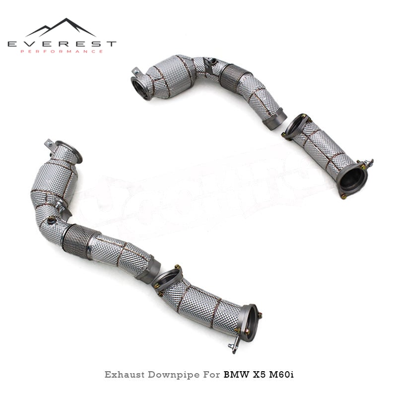 Custom Engine Header Catted Downpipe for BMW X5 M60i 4.4TT 2024 Stainless Steel Pipe Muffler with Catalyst Exhaust System