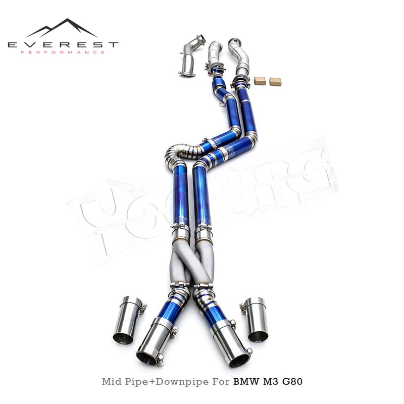 Titanium Equal-length Tube with Z Pipe for BMW M2/M3/M4 G80/G82/G87 3.0T 2021-2026 SS304 Exhaust Downpipe with Heat Shield