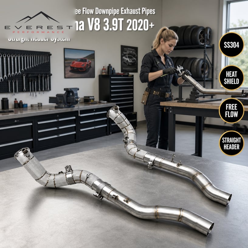 SS304 With Heat Shield Free Flow Downpipe Exhaust Pipes for Ferrari Roma V8 3.9T 2020+ Straight Header System