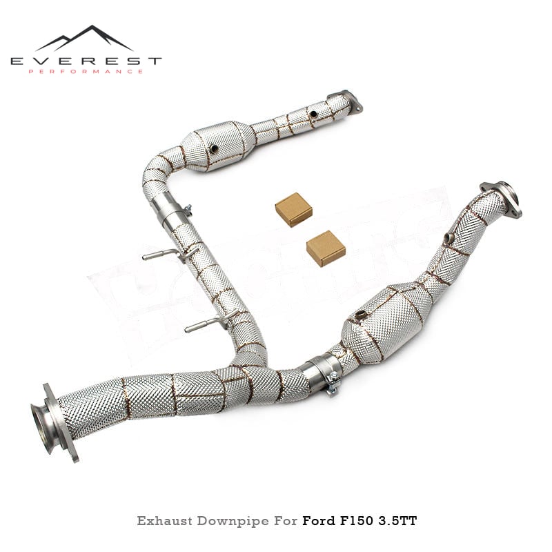 Stainless Steel High-flow Pipe 100/200/300Cell Catalyst Downpipe Exhaust for Ford F150 3.5TT 2015-2023 With Heat Shield