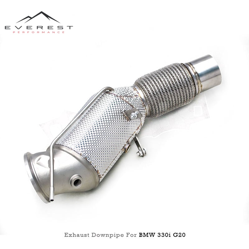 Stainless Steel Free Flow Downpipe Exhaust Pipe for BMW 325i/330i G20/G28 B48/2.0T/B58/3.0T 2020-2024 Heat Shield with OPF