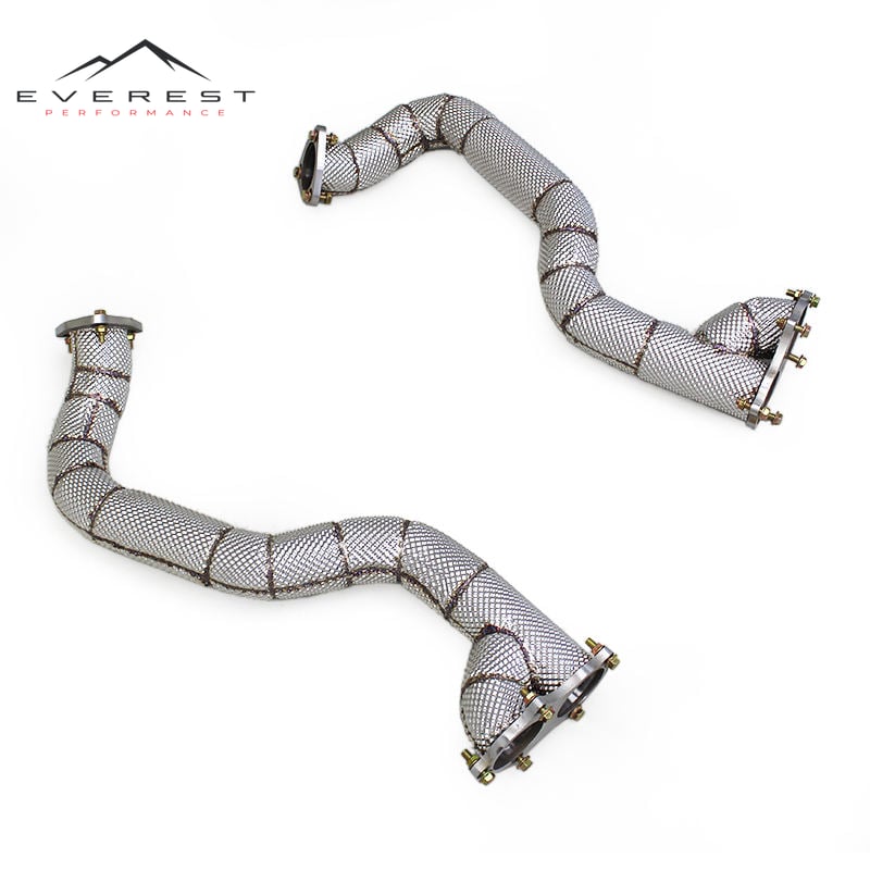Custom Engine Header Turbo Downpipe for Porsche 718 Cayman GT4 4.0L 2020-2022 Street Car with Heat Shield Exhaust System
