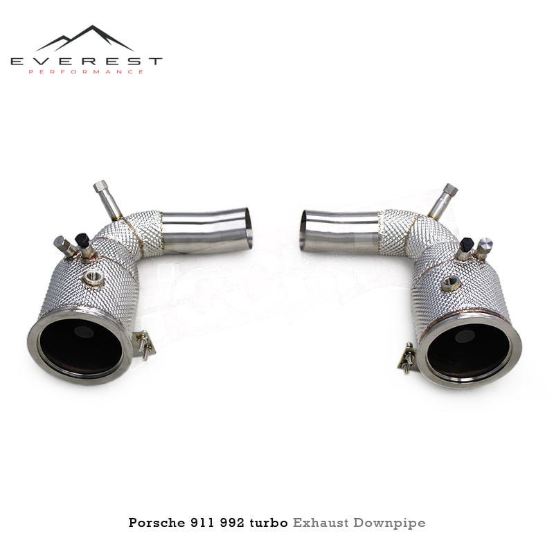 Custom Engine Header Downpipe for Porsche 911 992 Turbo 2020-2023 SS304 Pipes Heat Shield with OPF Exhaust Free Flow System