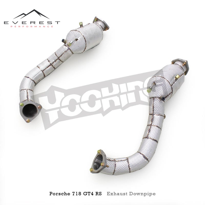 SS304 Exhaust Downpipe for Porsche 718 Cayman GT4 RS 4.0L 2022-2025 Racing With Heat Shield Catalyst 100/200/300 Cells