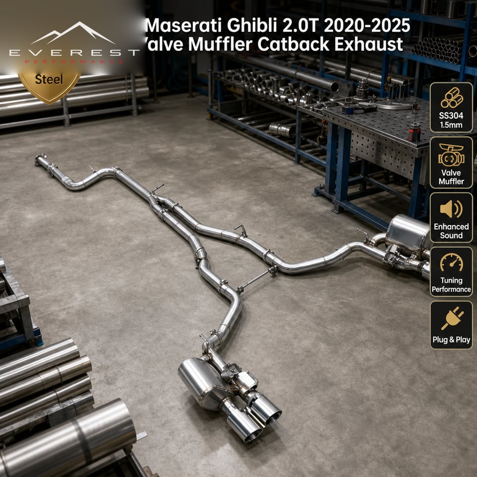 Stainless Steel Valve Muffler Catback Exhaust System for Maserati Ghibli 2.0T 2020-2025 Tuning Enhanced Sound System