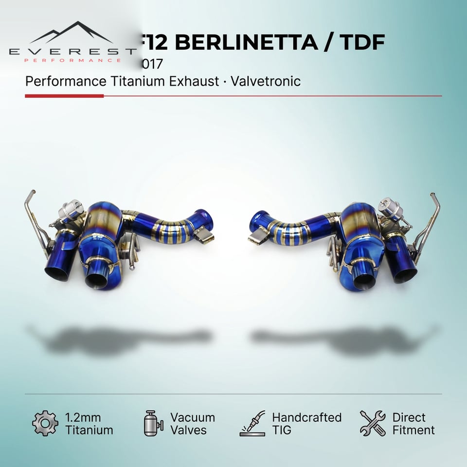 Titanium Exhaust Pipe System for Ferrari F12 Berlinetta/TDF 6.3L V12 2013-2017 High Performance Vacuum Valve Catback Exhaust