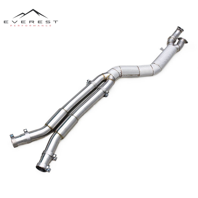 Equal Length Mid Pipe with Resonator for BMW M3/M4 G80/G82 S58 3.0T 2021-2024 Stainless Steel Exhaust Pipe With Heat Shield