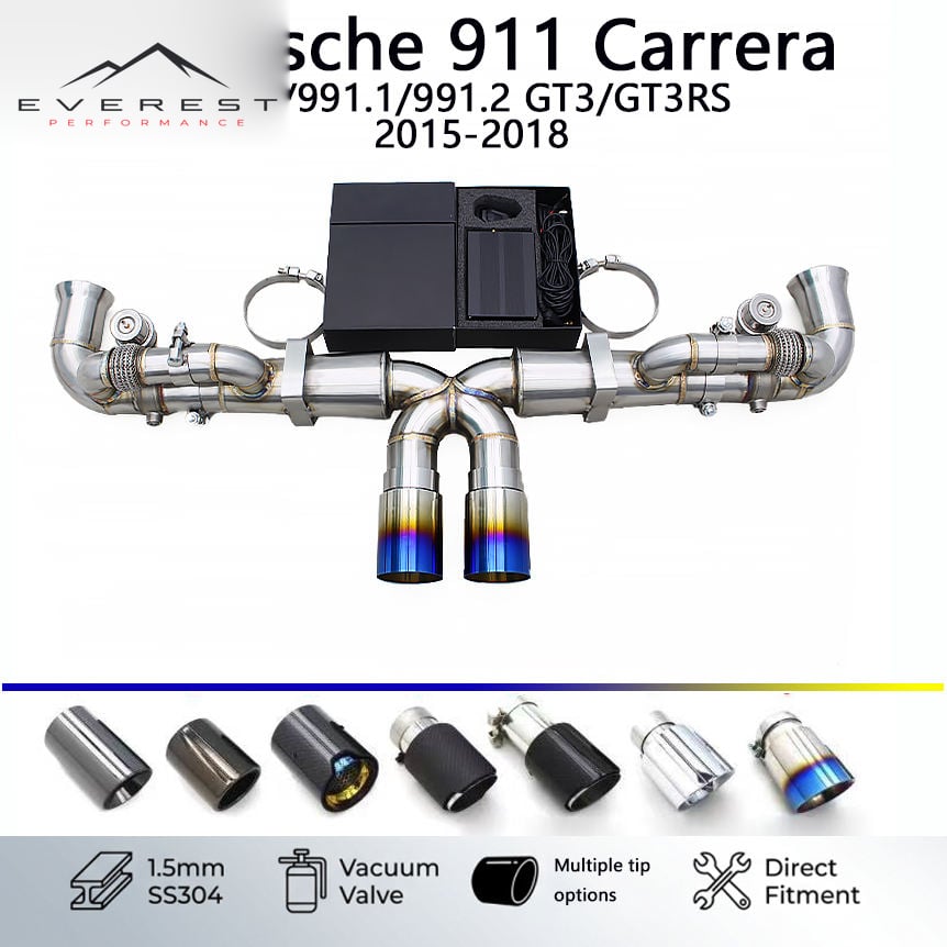 Exhaust Pipe System for Porsche 911 Carrera 991/991.1/991.2 GT3/GT3RS 2015-2018 Vacuum Valve Catback Exhaust with Controller