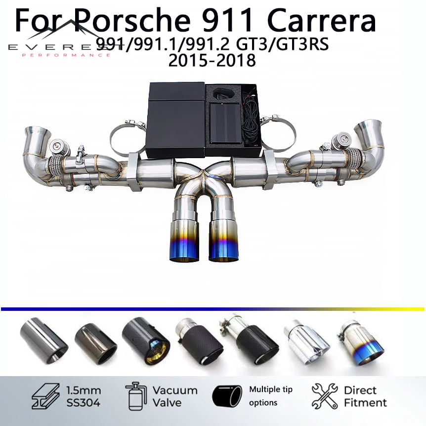 Exhaust Pipe System for Porsche 911 Carrera 991/991.1/991.2 GT3/GT3RS 2015-2018 Vacuum Valve Catback Exhaust with Controller