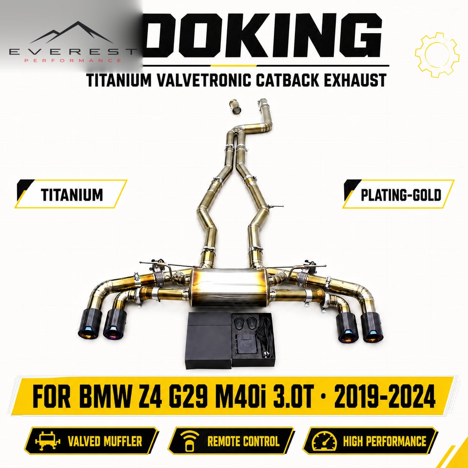 Racing Car Titanium Valvetronic Catback Exhaust Pipe for BMW Z4 G29 M40i 3.0T 2019-2024 Plating-gold with Valved Muffler Catback