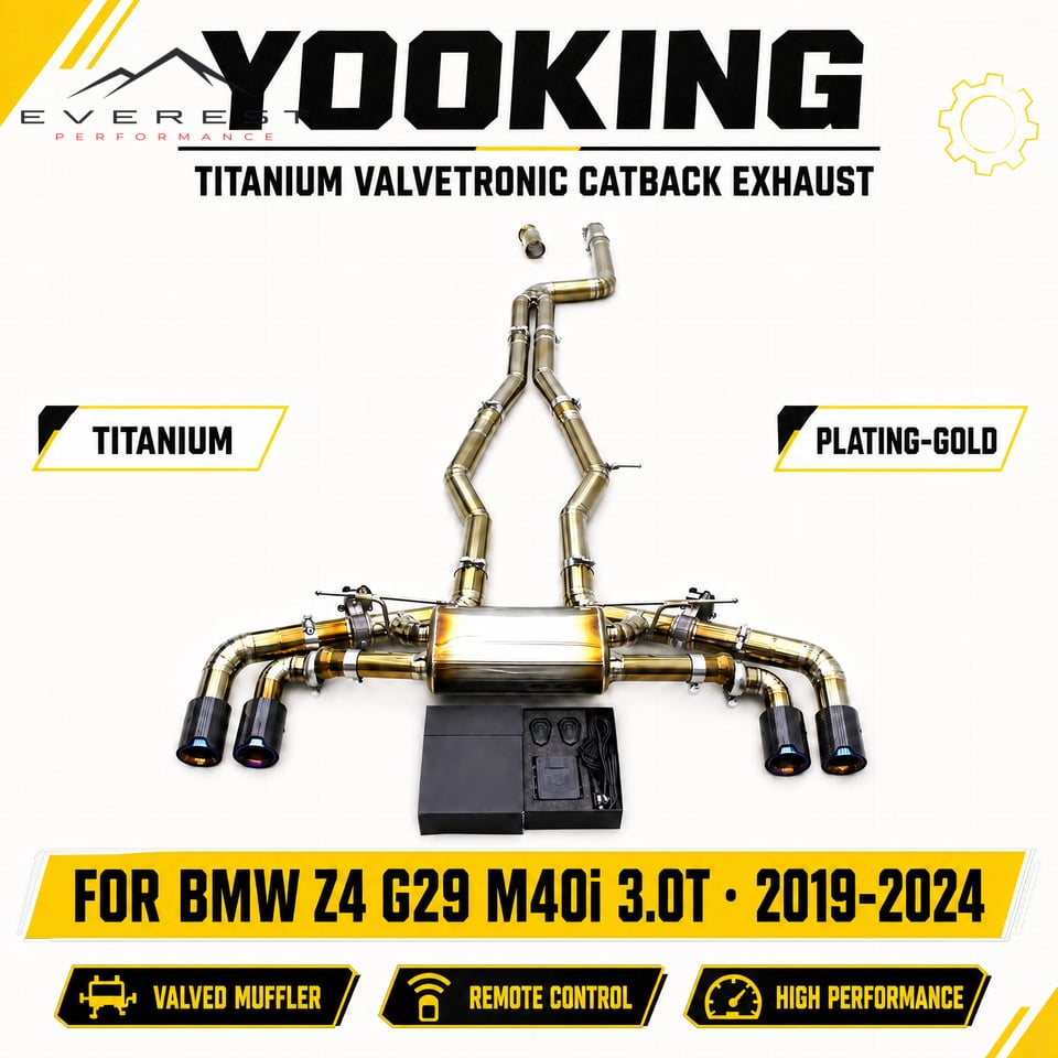 Racing Car Titanium Valvetronic Catback Exhaust Pipe for BMW Z4 G29 M40i 3.0T 2019-2024 Plating-gold with Valved Muffler Catback