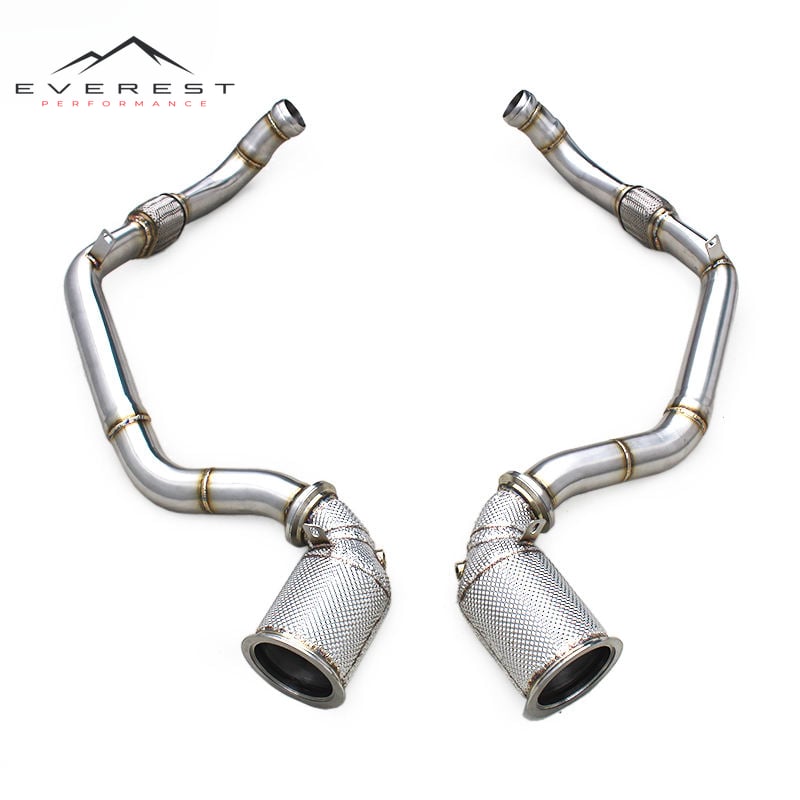Free Flow Downpipe With Heat Shield for Porsche Panamera S/GTS 971 2.9T/4.0T 2017+ Stainless Steel Front Tube