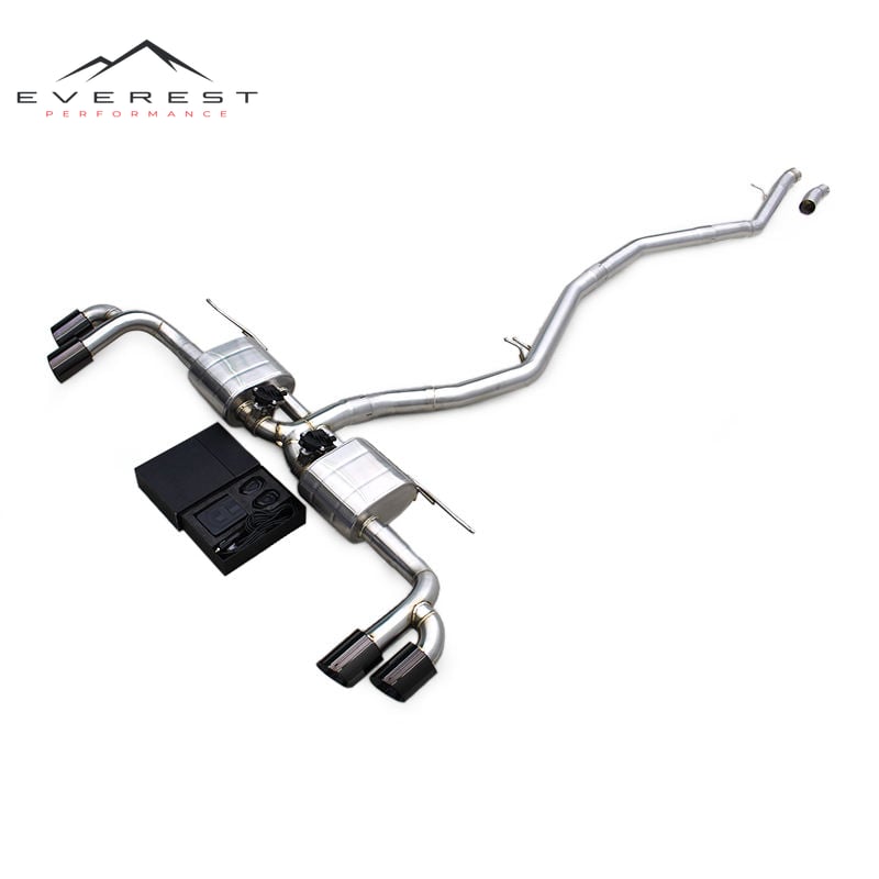 SS304 Exhaust Pipe System for BMW X5 F15 2.0T/3.0T 2014-2018 Single Tube Electronic Valve Catback Exhaust With Black Tips