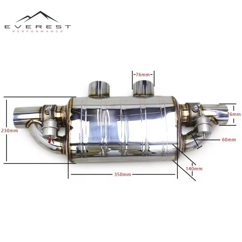 Stainless Steel Universal Vacuum Valve Mufflers with Remote Control for Valved Exhaust Two Inlet Two Outlet T-type Car Mufflers