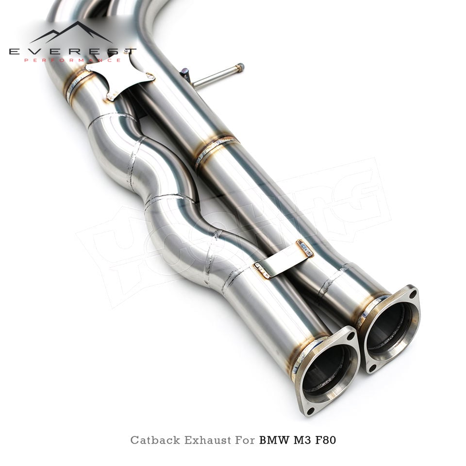 SS304 Equal Length Mid Pipe with Z Pipe Catback Exhaust System for BMW M3 F80 M4 F82 3.0T 2014-2019 Valved Muffler