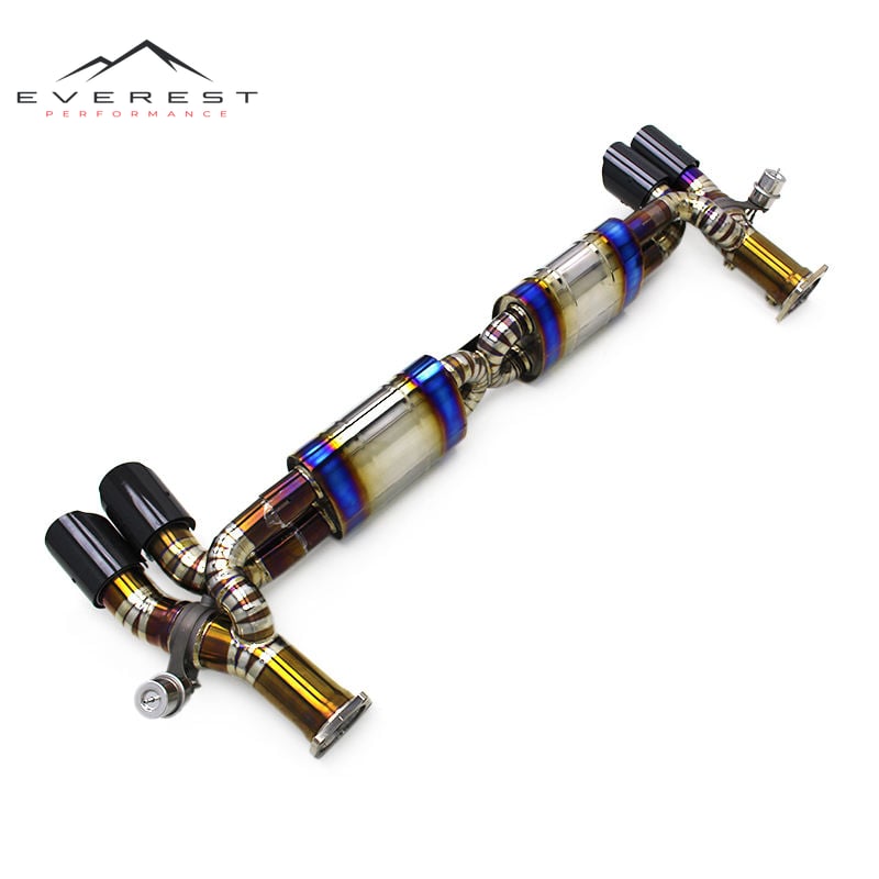 Catback Downpipe Muffler Exhaust for Porsche 911 991.2 Turbo S 2016-2018 Titanium Full Exhaust System With Carbon Fiber Tips