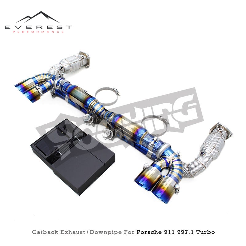 Valvetronic Catback Pipe for Porsche 911 997/997.1 Turbo 3.6T 2004-2007 Titanium Axle Back Pipe With Catalyst DownPipe