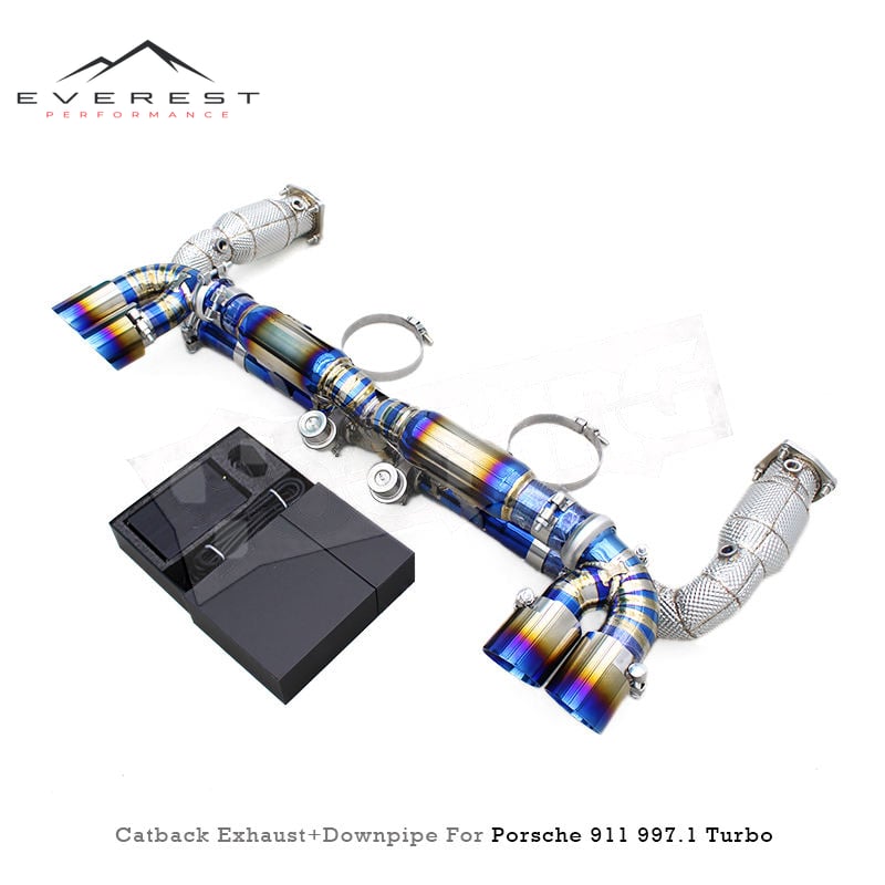 Valvetronic Catback Pipe for Porsche 911 997/997.1 Turbo 3.6T 2004-2007 Titanium Axle Back Pipe With Catalyst Downpipe